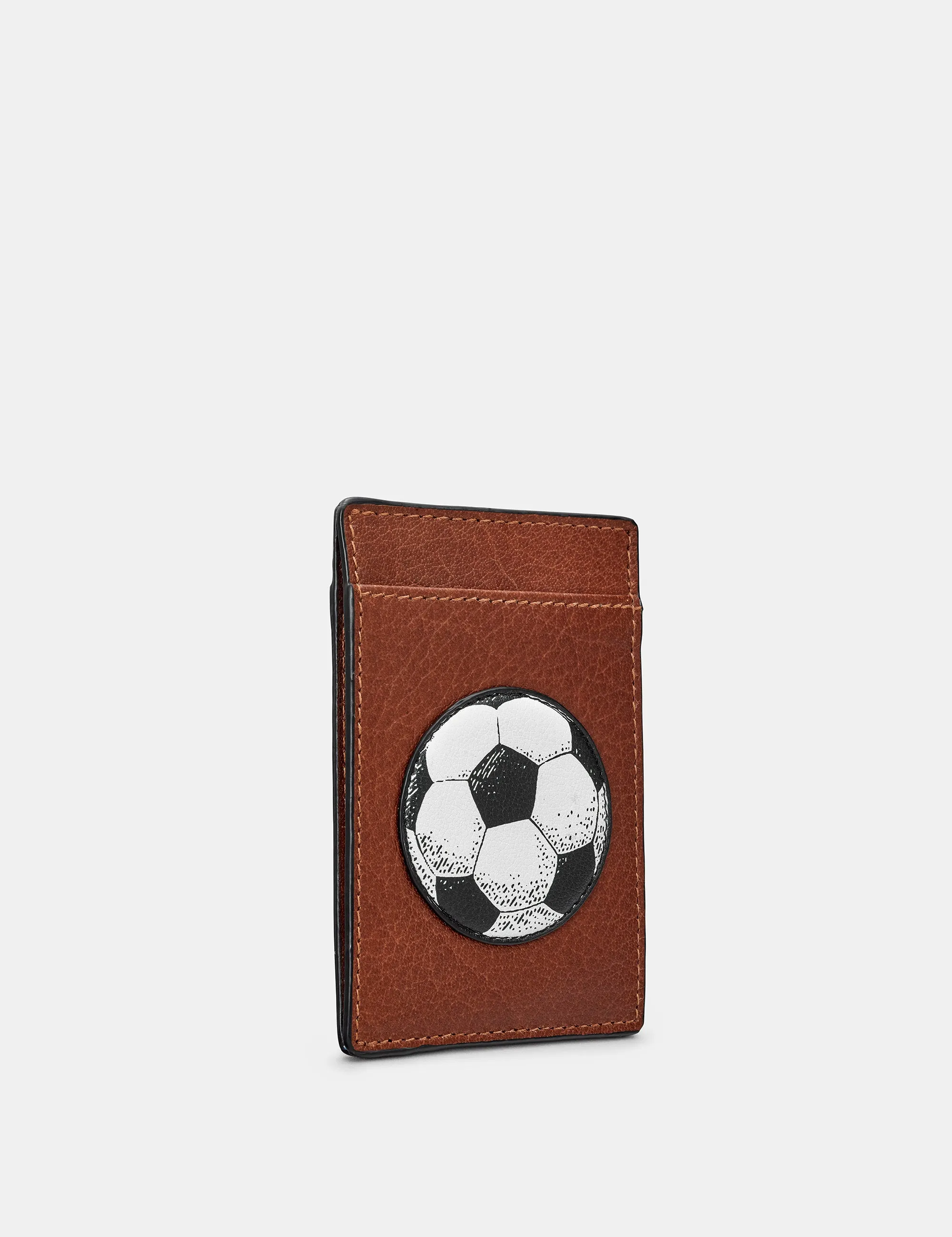 Football Brown Leather Compact Card Holder