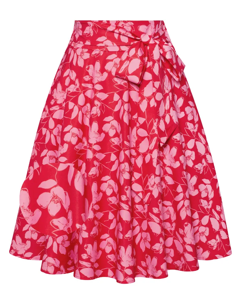 Fruit Patterns Women's High Waist Bow Decorated A-Line Pockets Skirt