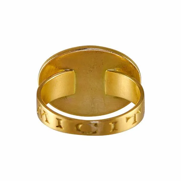 Gabriella Kiss 18k Large Token Hand Ring Inscribed with Amicitia