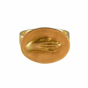 Gabriella Kiss 18k Large Token Hand Ring Inscribed with Amicitia