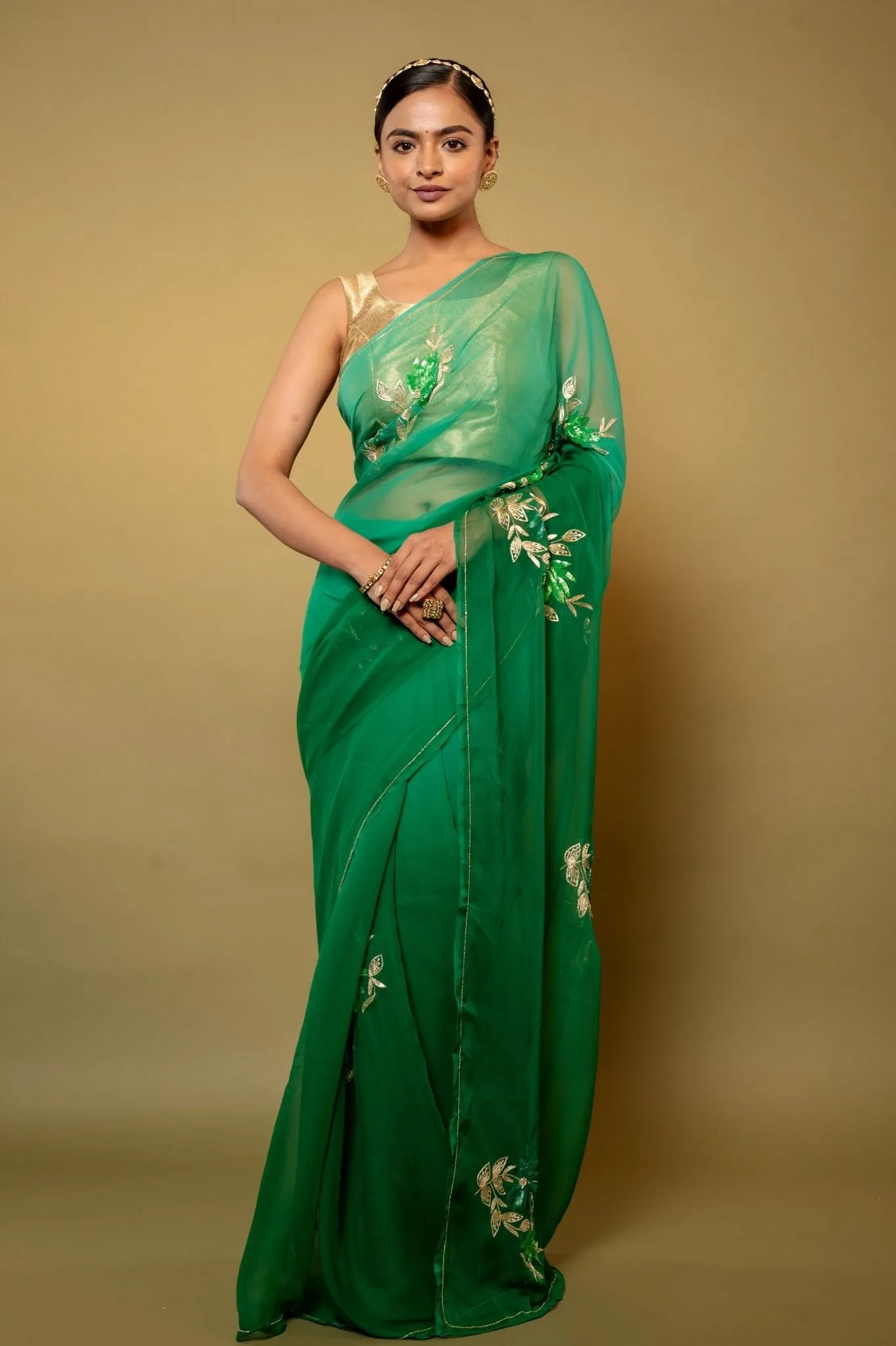 Garden Green Chiffon Saree