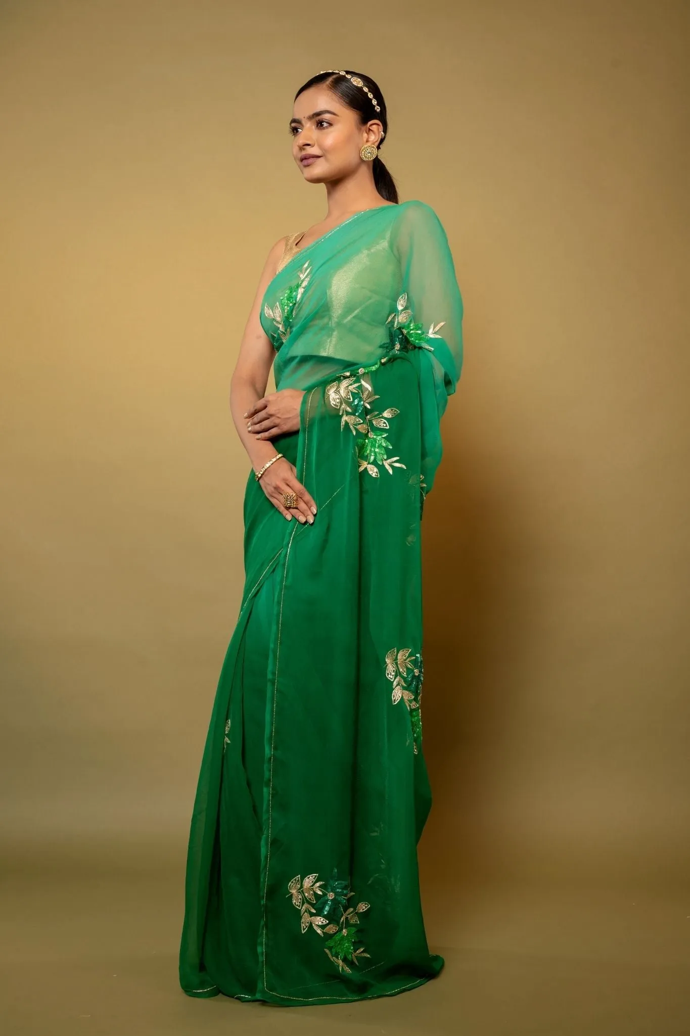 Garden Green Chiffon Saree