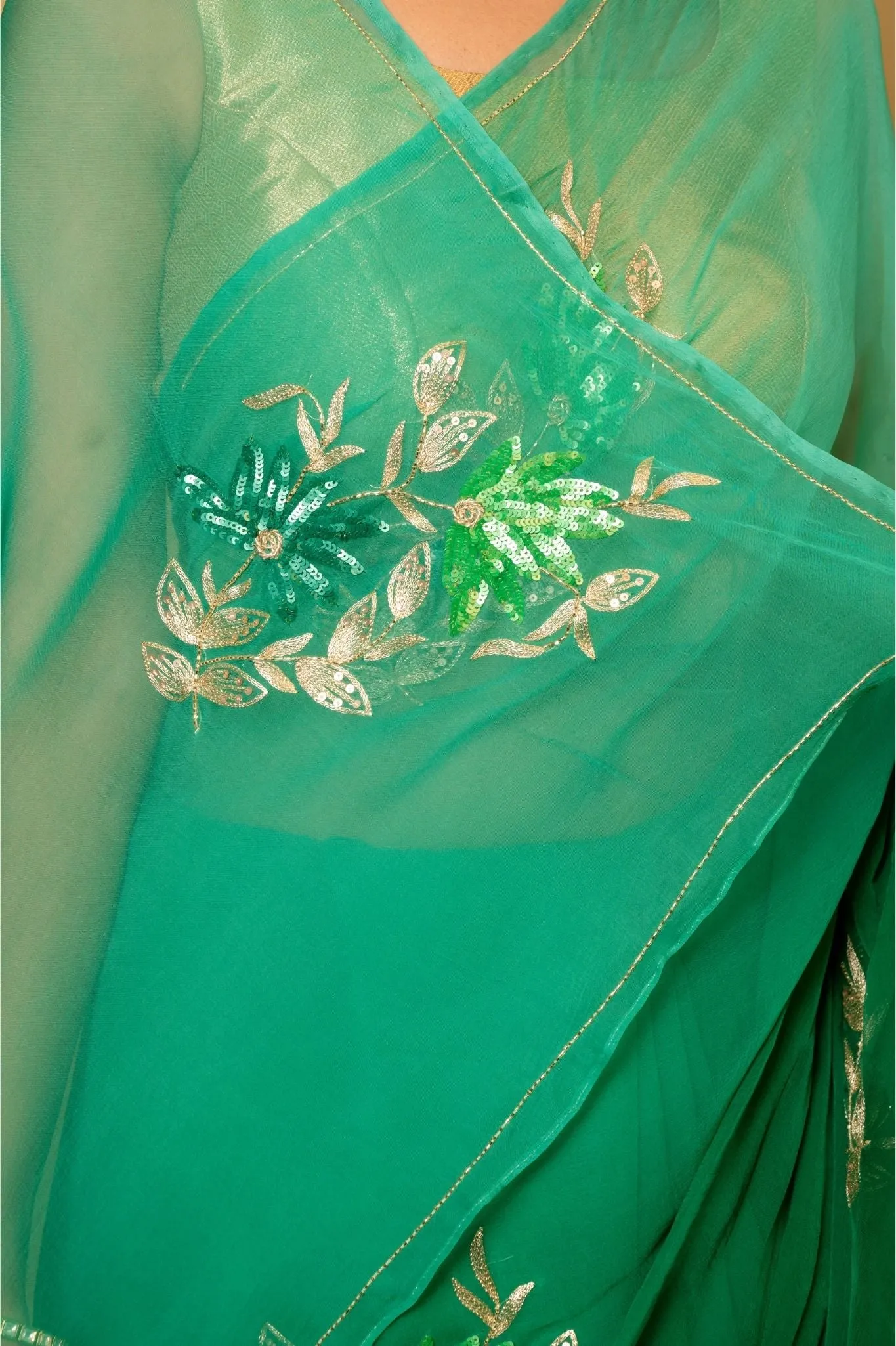 Garden Green Chiffon Saree