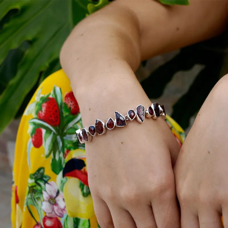 Garnet Boho Style Gemstone Bracelet