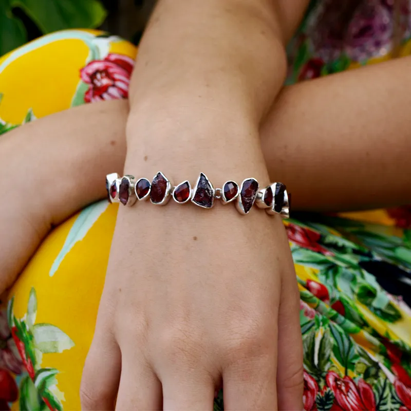 Garnet Boho Style Gemstone Bracelet