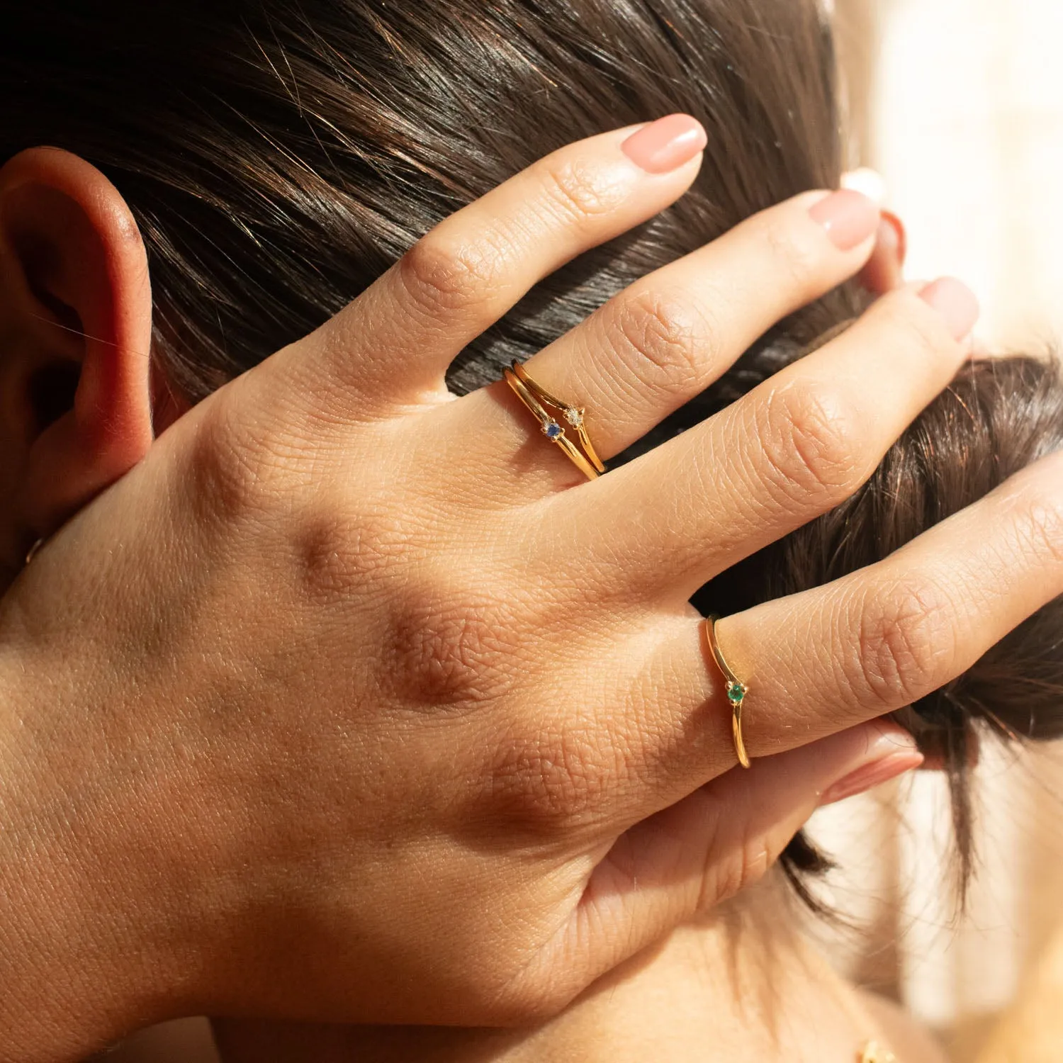 Gold Vermeil Claw Set Ruby Chevron Ring