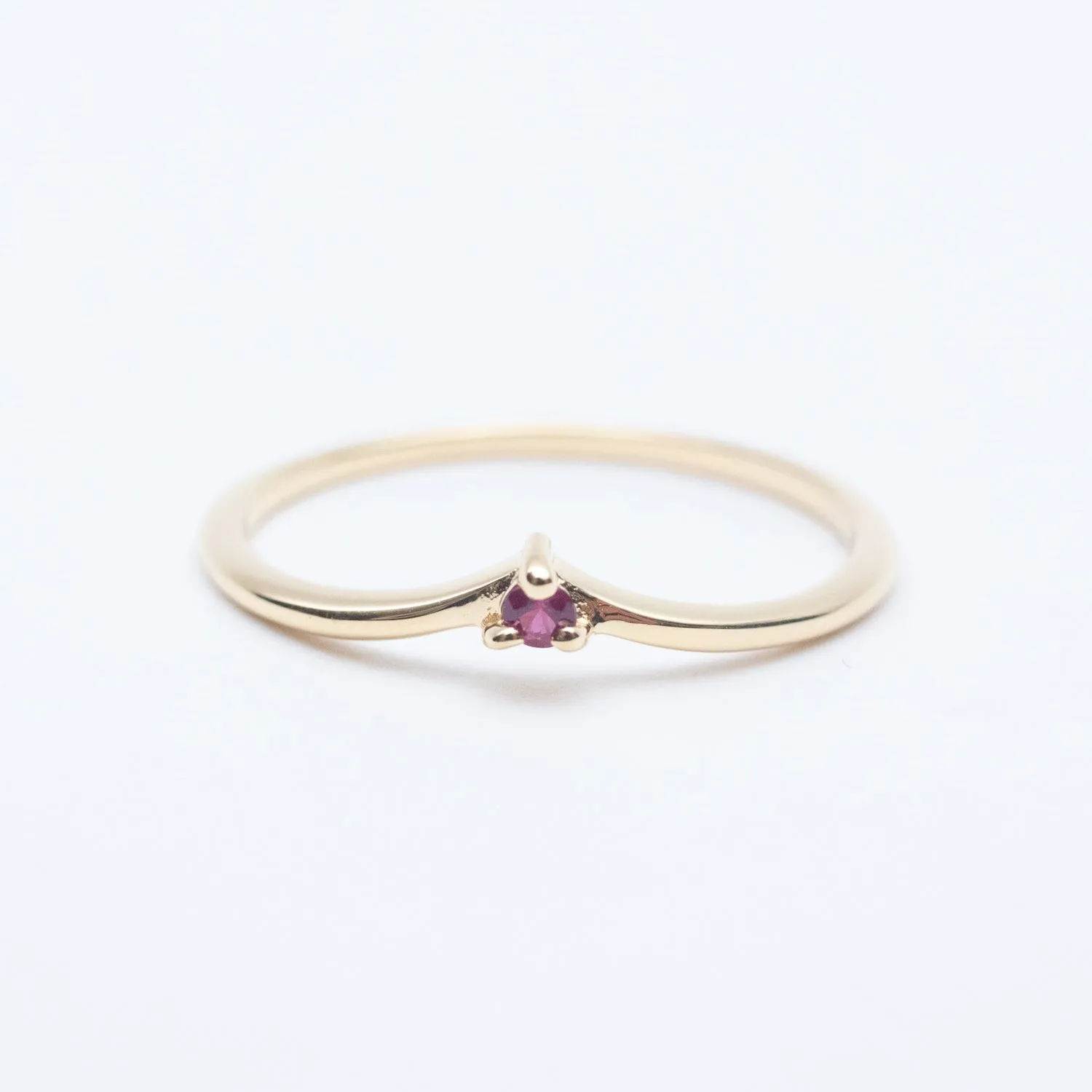 Gold Vermeil Claw Set Ruby Chevron Ring