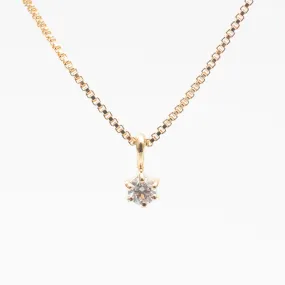 Gold Vermeil Round Claw Set Cubic Zirconia Necklace