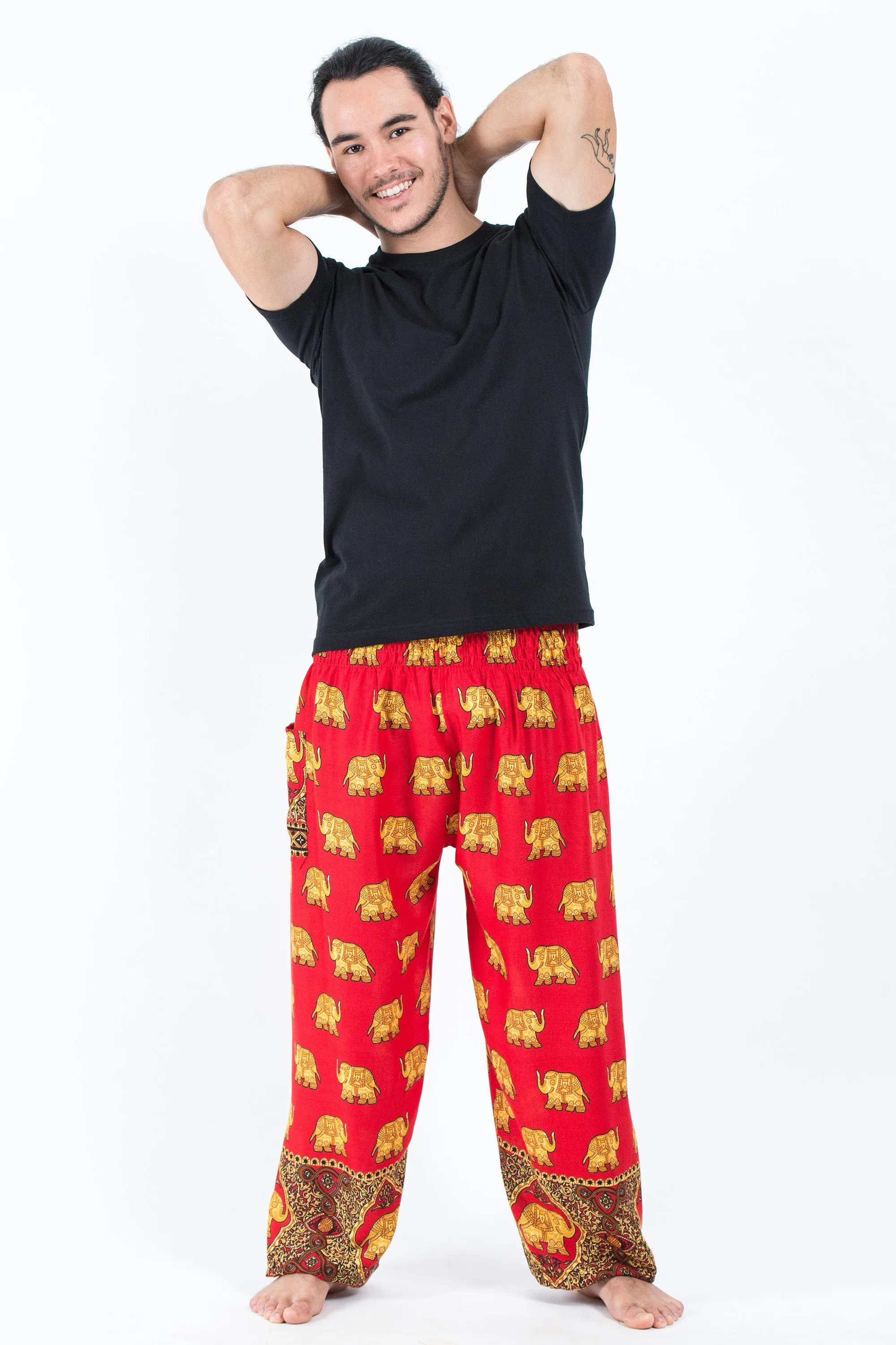 Golden Elephant Men's Elephant Pants in Red