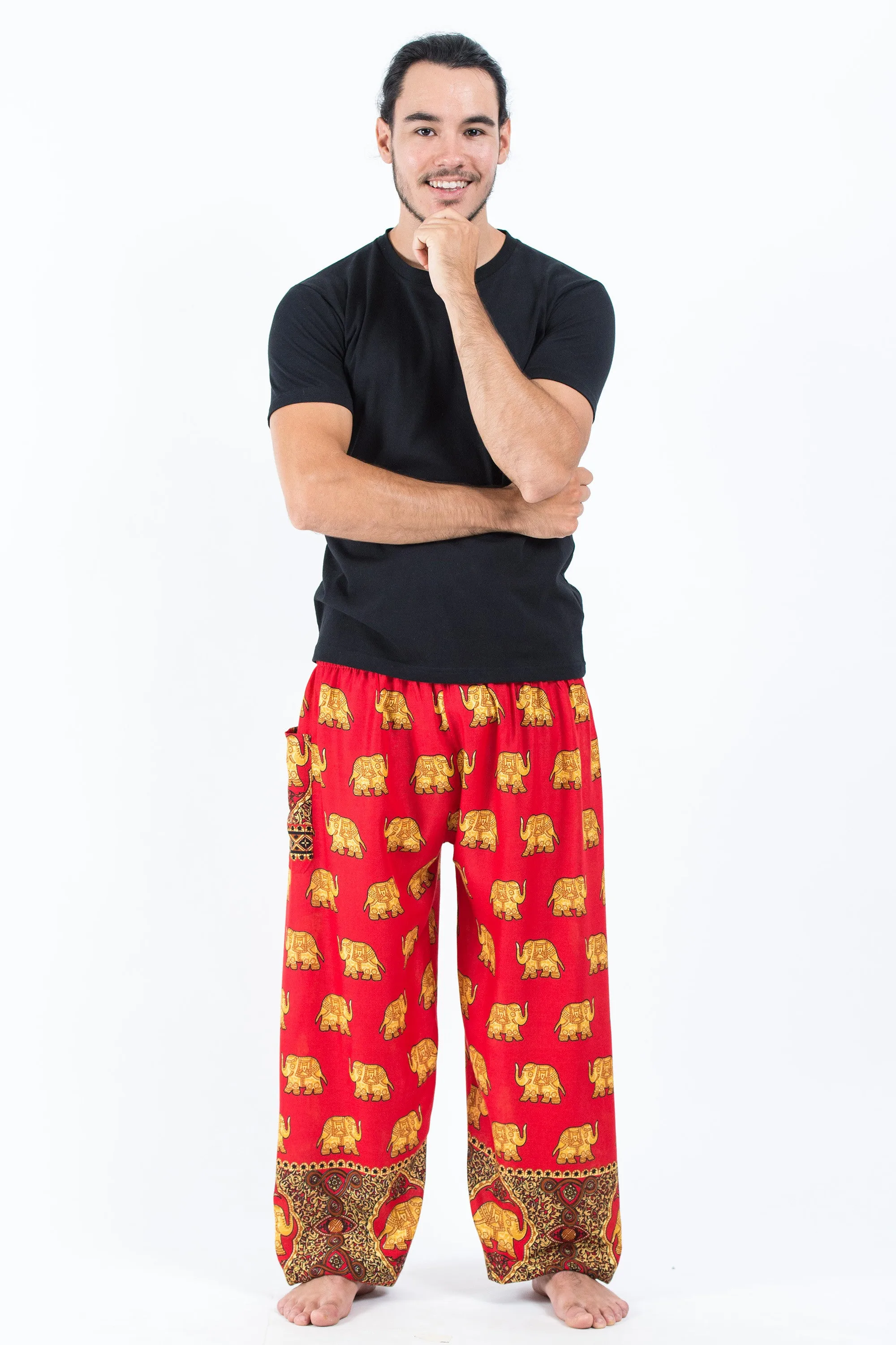 Golden Elephant Men's Elephant Pants in Red