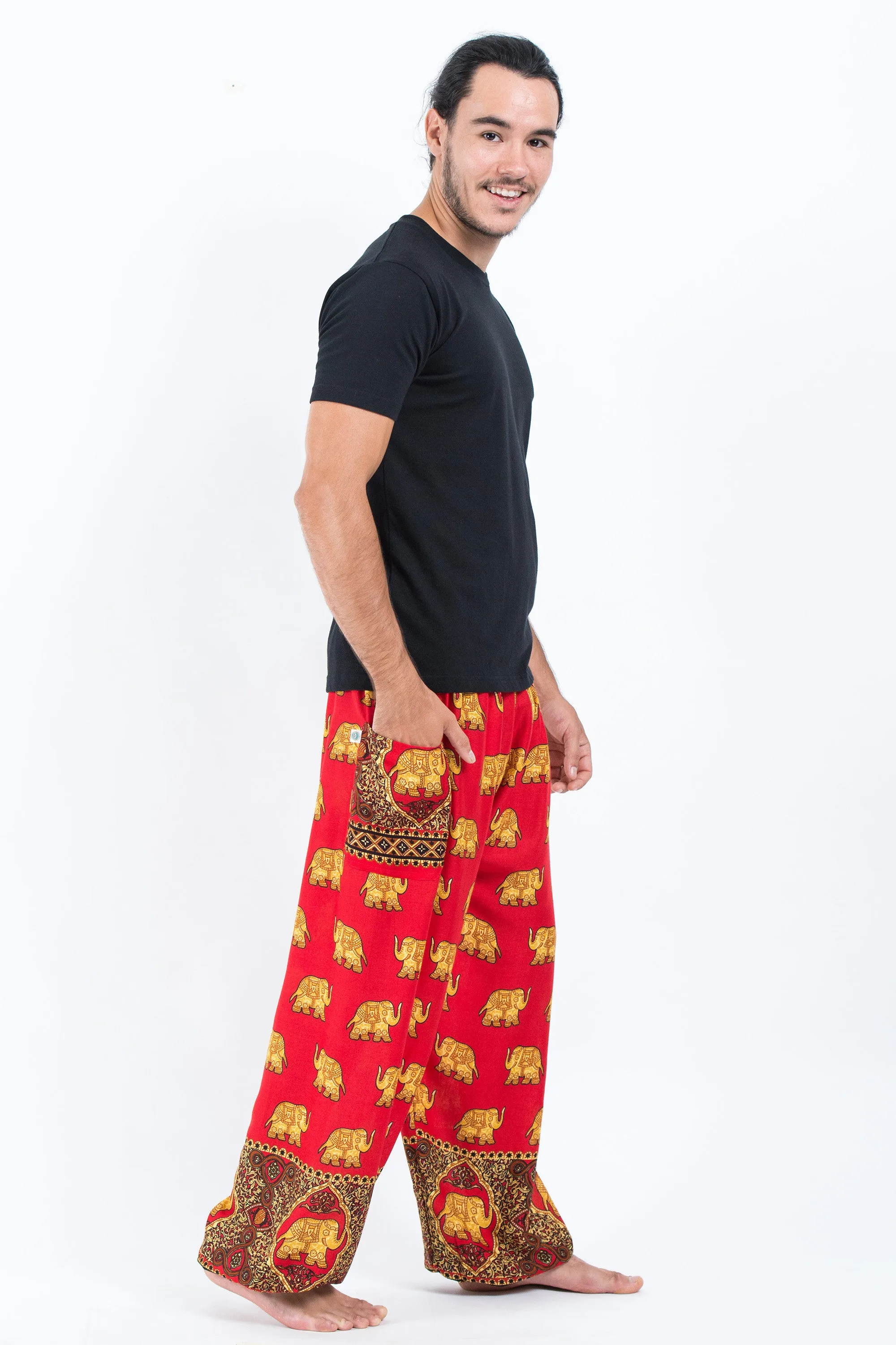 Golden Elephant Men's Elephant Pants in Red