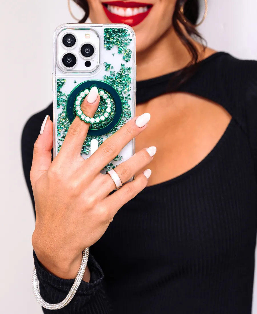 Green Prism Glitter MagSafe Phone Case