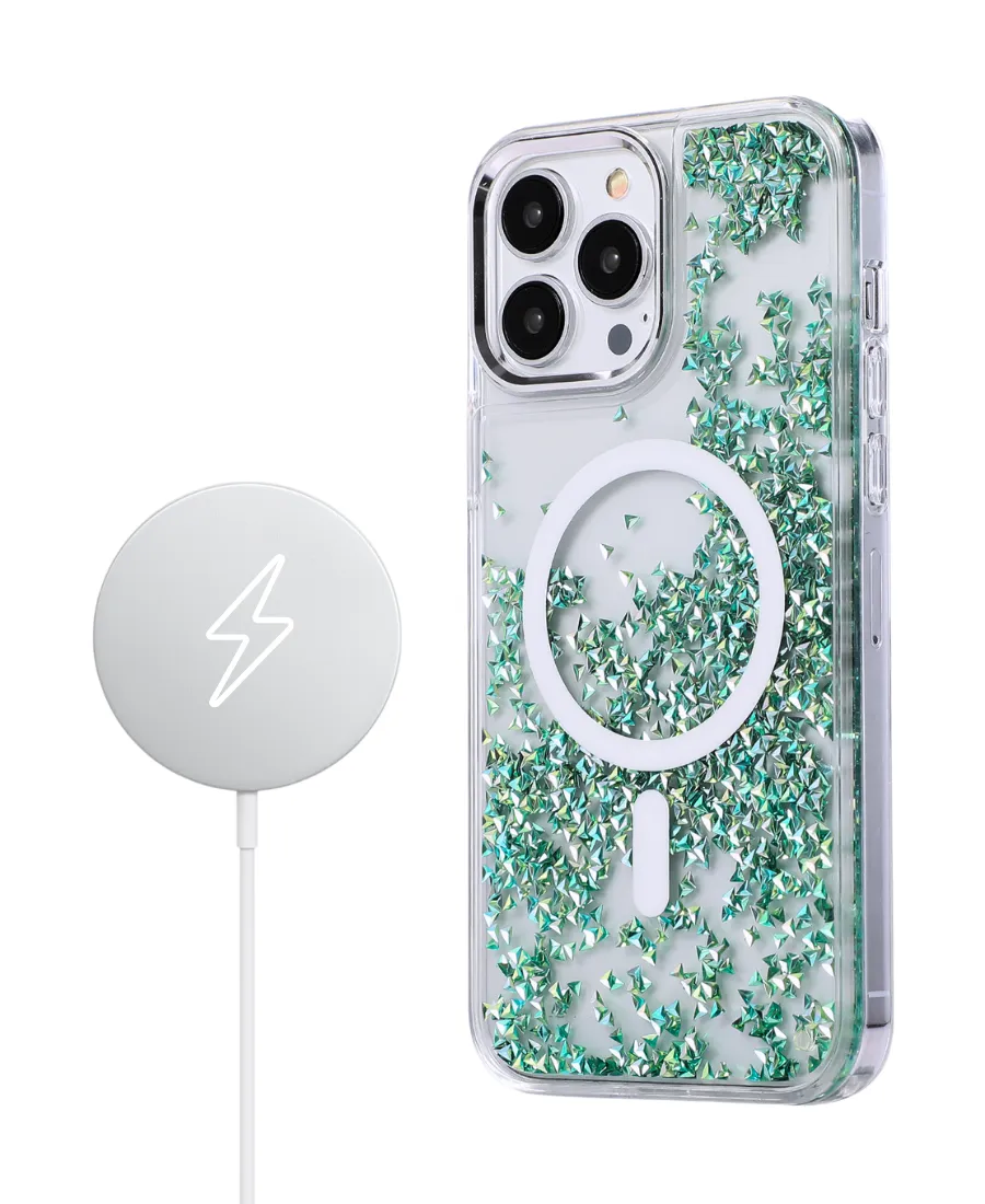 Green Prism Glitter MagSafe Phone Case