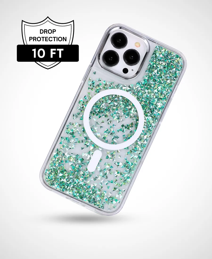 Green Prism Glitter MagSafe Phone Case