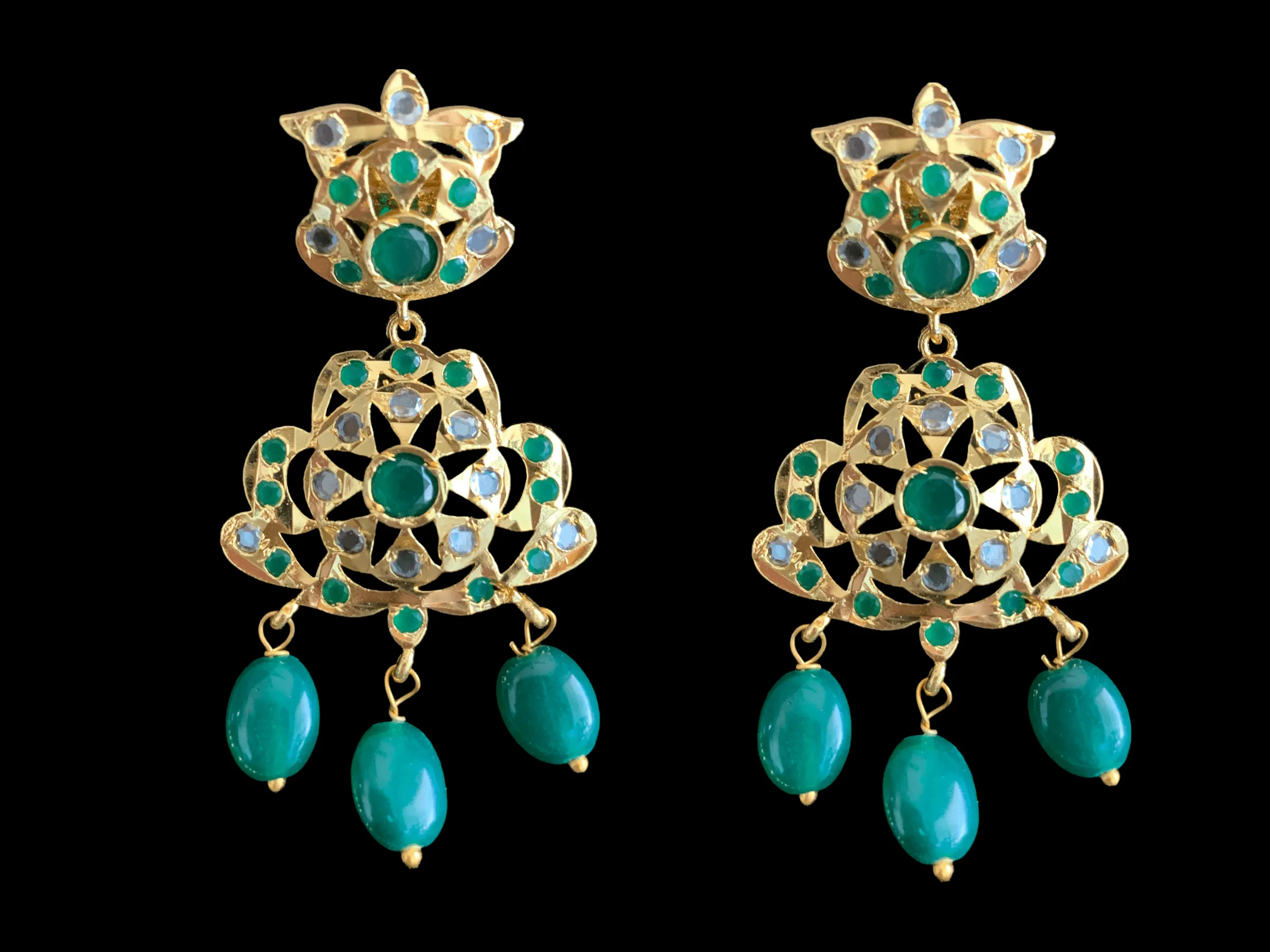 Heena necklace set in green  ( READY TO SHIP)