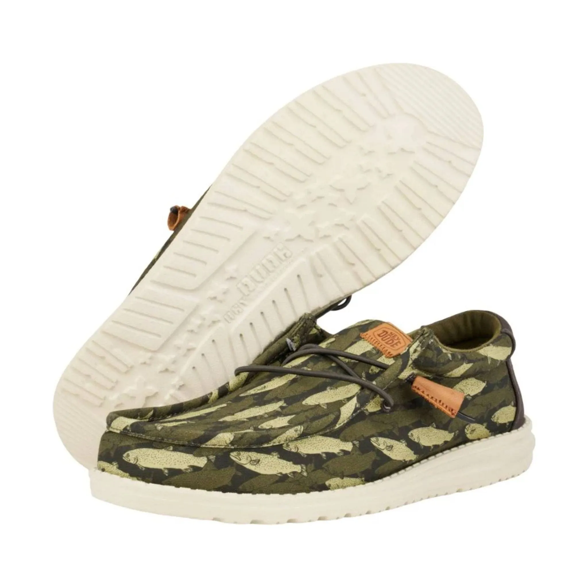 Hey Dude Men's Wally Fish Camo - Green/ Black