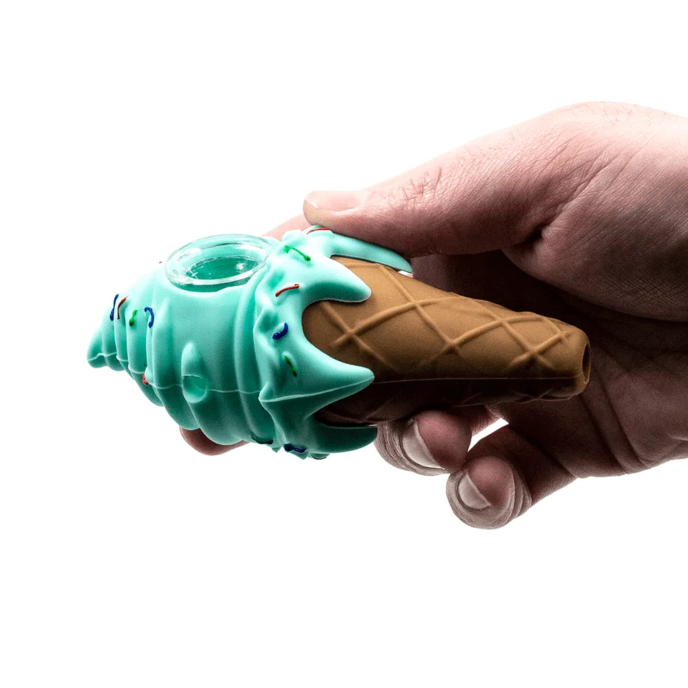 Ice Cream Cone Silicone Pipe - Aqua