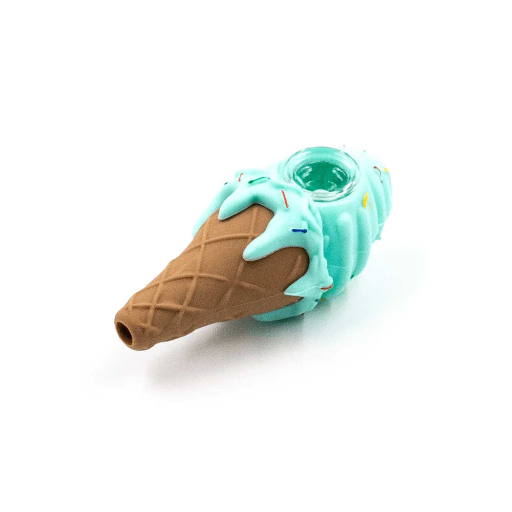 Ice Cream Cone Silicone Pipe - Aqua