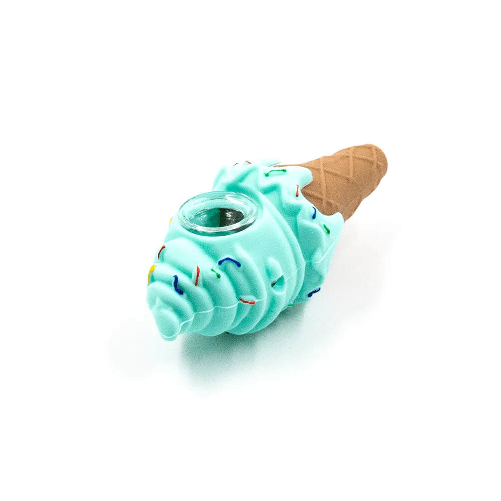 Ice Cream Cone Silicone Pipe - Aqua