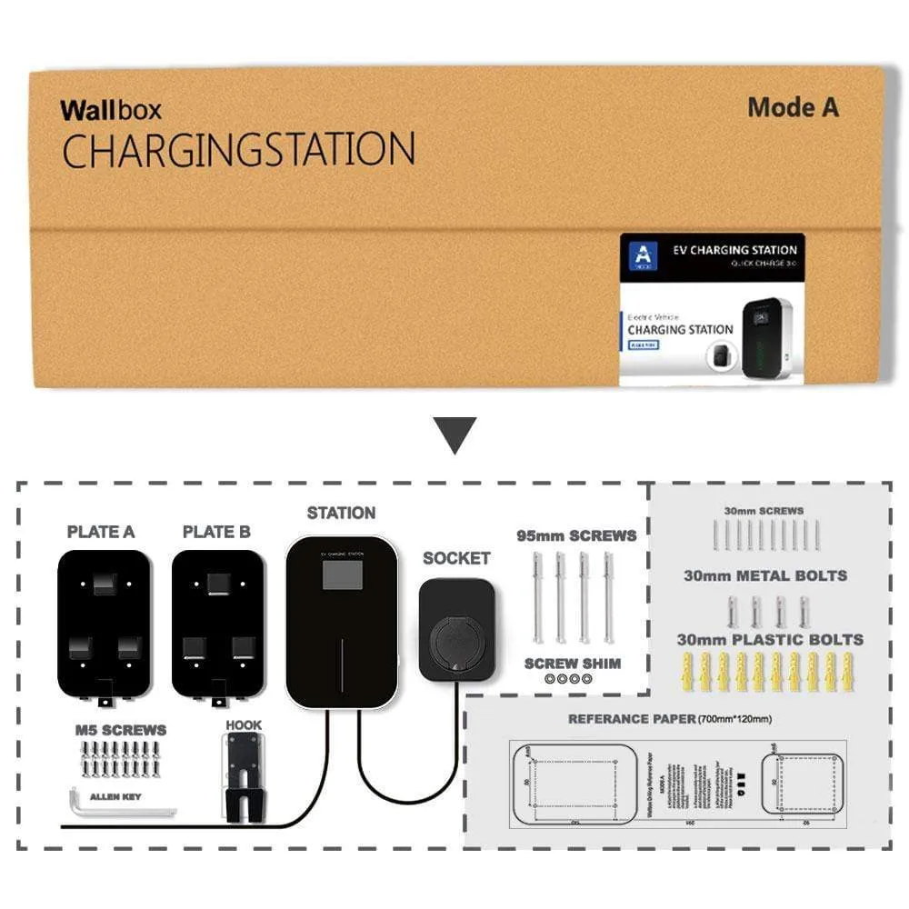 IEVISON 32A 3 Phase 22KW EV Charger Wallbox Electric Vehicle Charging Station Type 2 Socket IEC 62196-2 With Free Holder