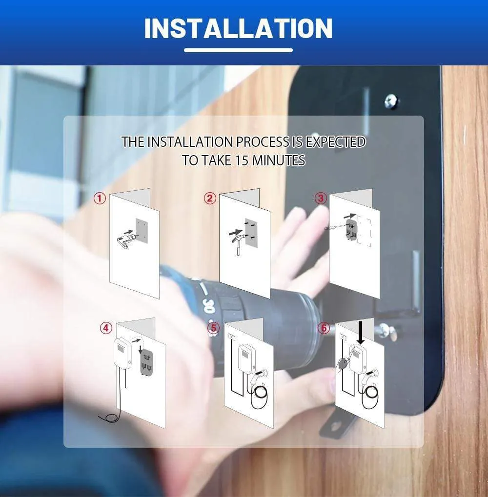 IEVISON 32A 3 Phase 22KW EV Charger Wallbox Electric Vehicle Charging Station Type 2 Socket IEC 62196-2 With Free Holder