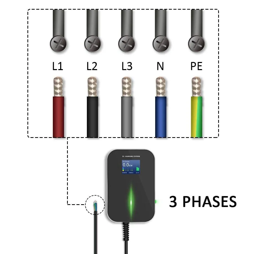 IEVISON 32A 3 Phase 22KW EV Charger Wallbox Electric Vehicle Charging Station Type 2 Socket IEC 62196-2 With Free Holder