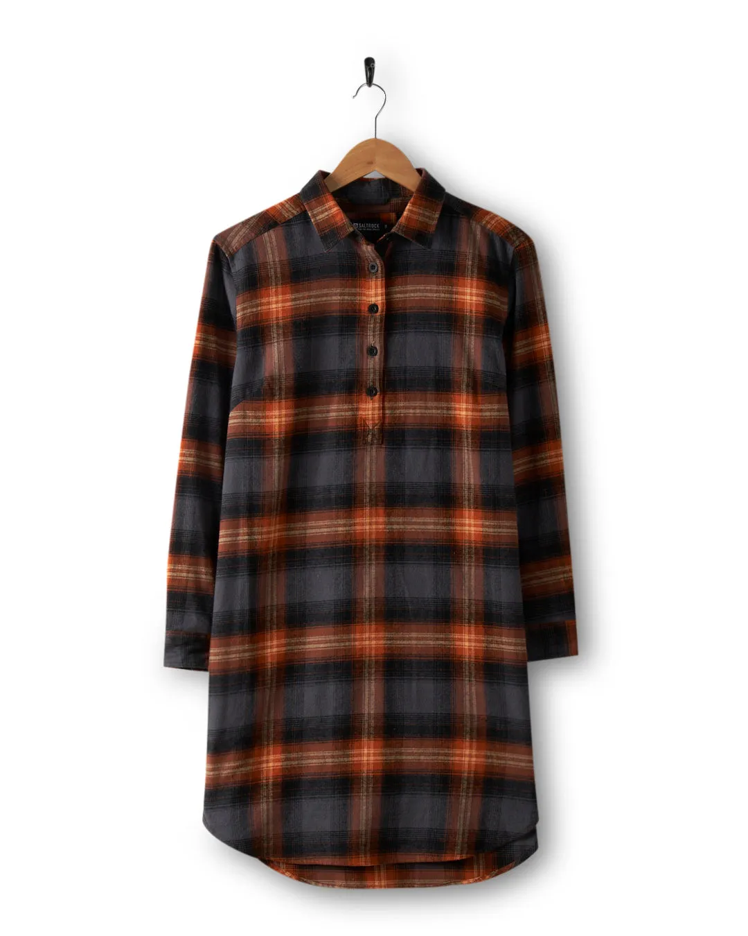 Imogen - Womens Flannel Shirt Dress - Orange