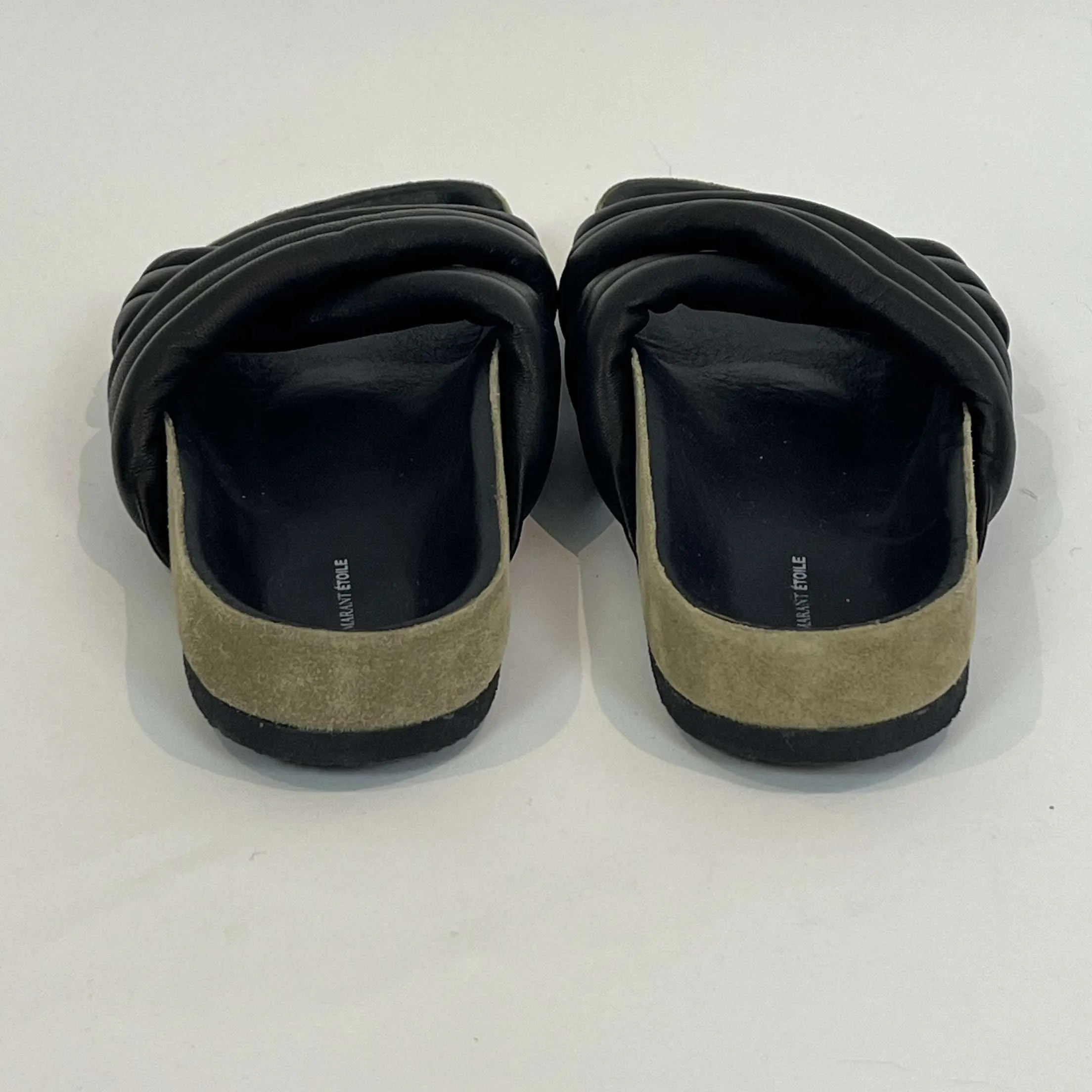 Isabel Marant Etoile Black Padded Leather Flatbed Sandals 37