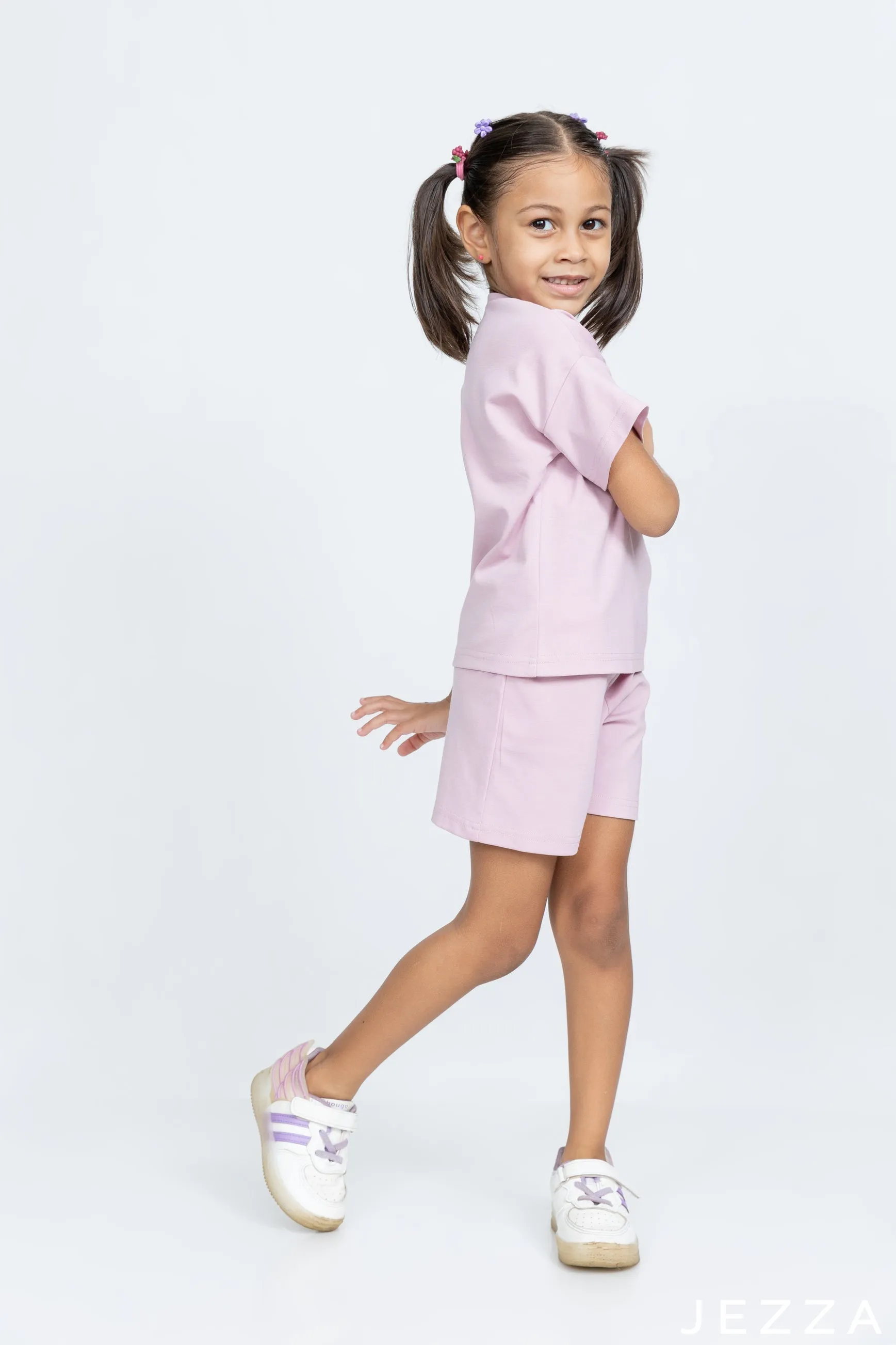 JEZZA Pink Color Kids T-Shirt & Shorts Set 44261/44401