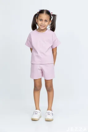 JEZZA Pink Color Kids T-Shirt & Shorts Set 44261/44401