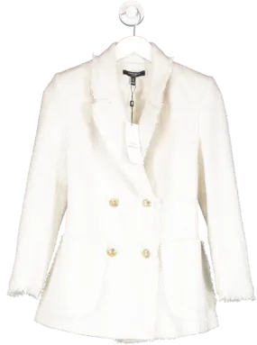 Karen Millen White X Lydia Millen Boucle Double Breasted Trophy Jacket UK 8