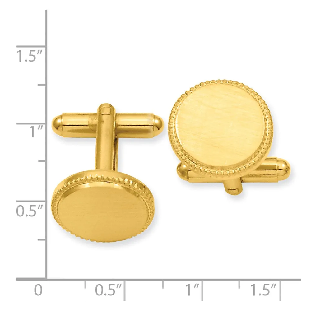 Kelly Waters Gold-plated Satin Florentine Round Beaded Cuff Links