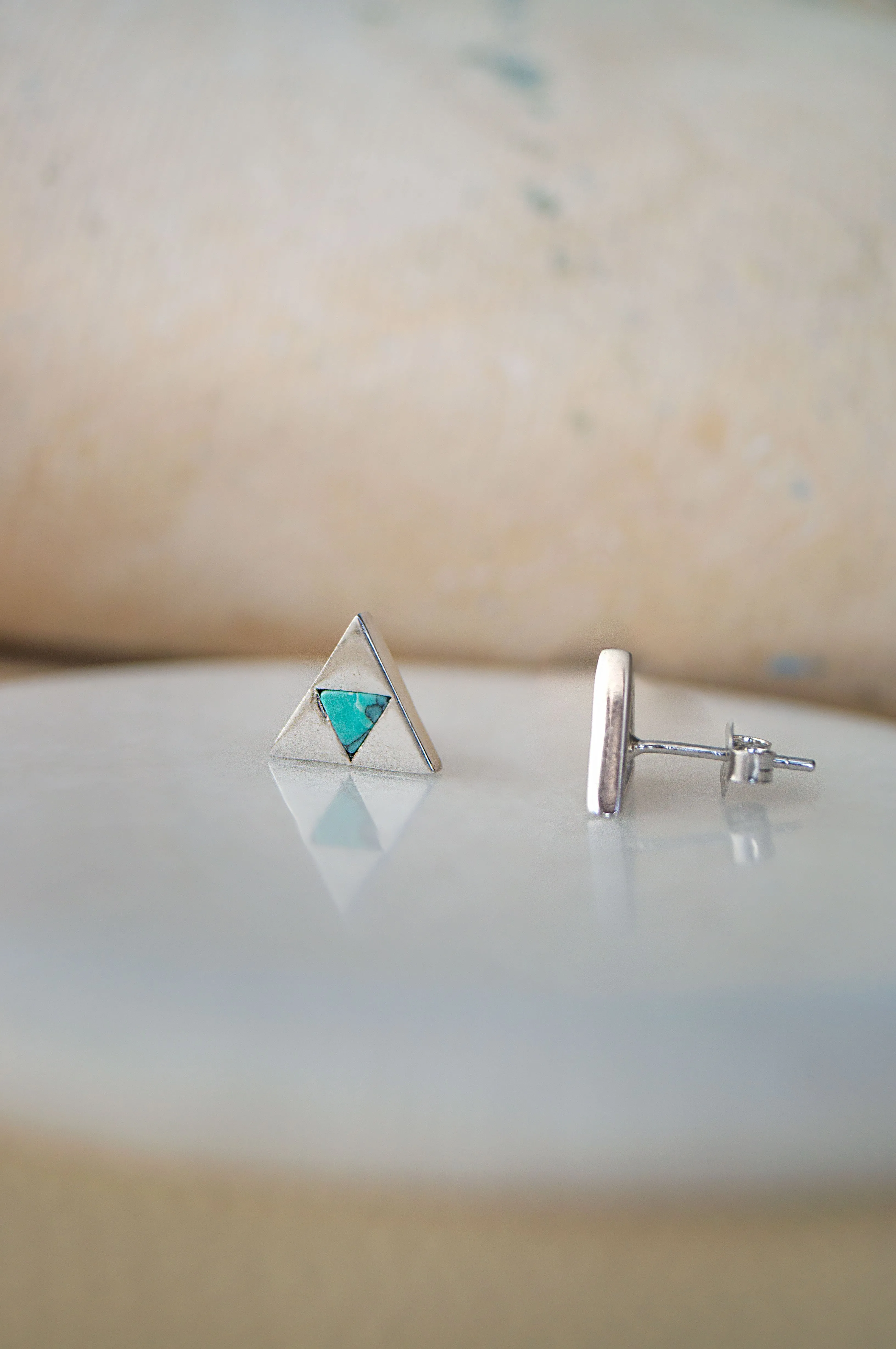 Lapiz Triangle Sterling Silver Stud Earrings