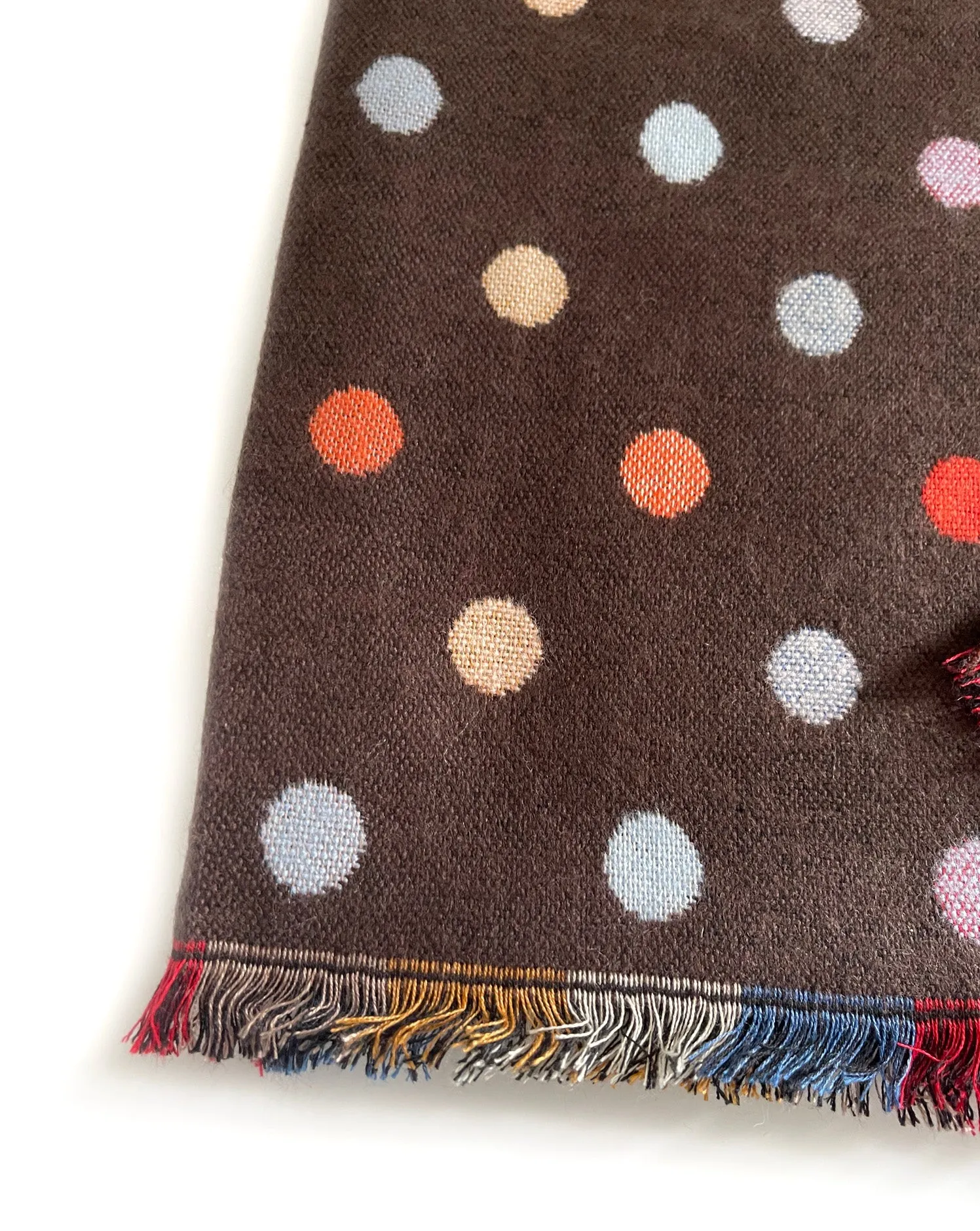 LARGE BROWN POLKA DOT COTTON MIX REVERSIBLE WINTER SHAWL BLANKET SCARF