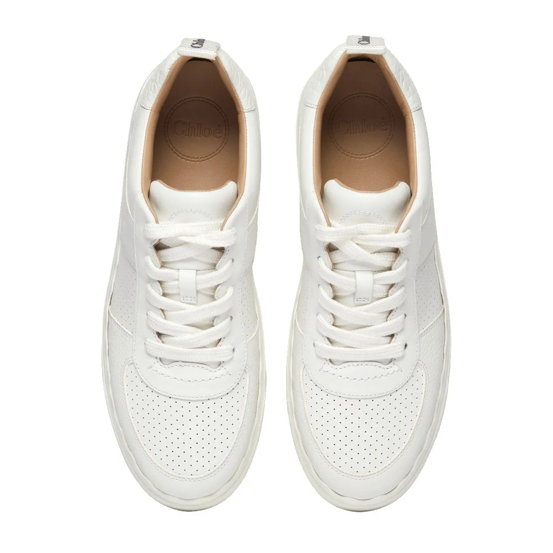 Lauren Leather Sneakers, Perforated White