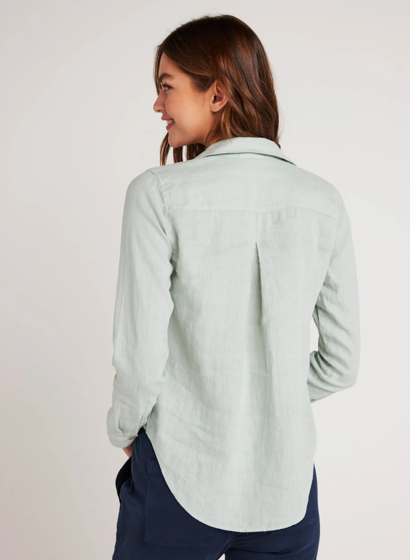 Linen Pocket Button Down - Oasis Green