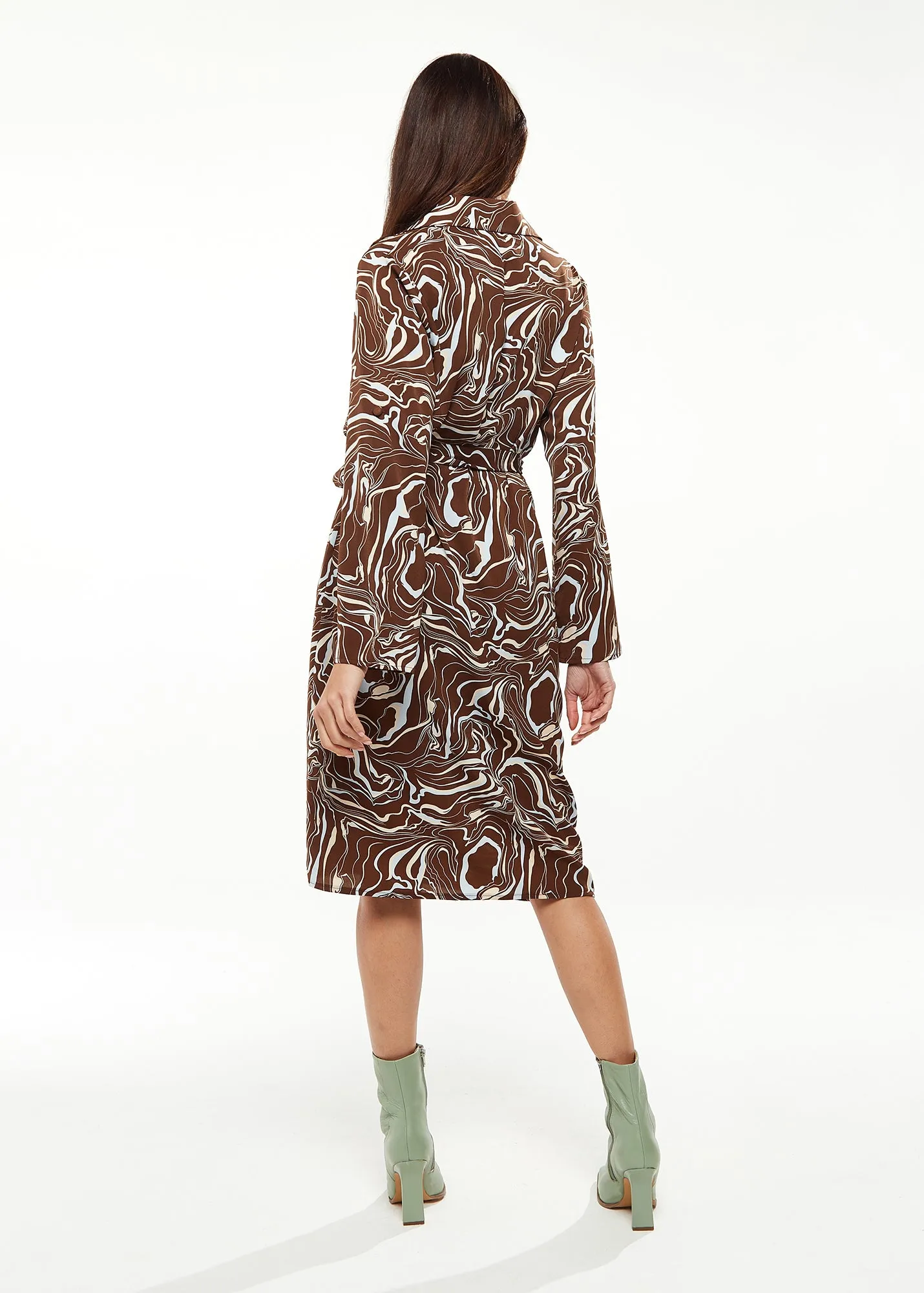 Liquorish Scribble Print Midi Shirt Dress