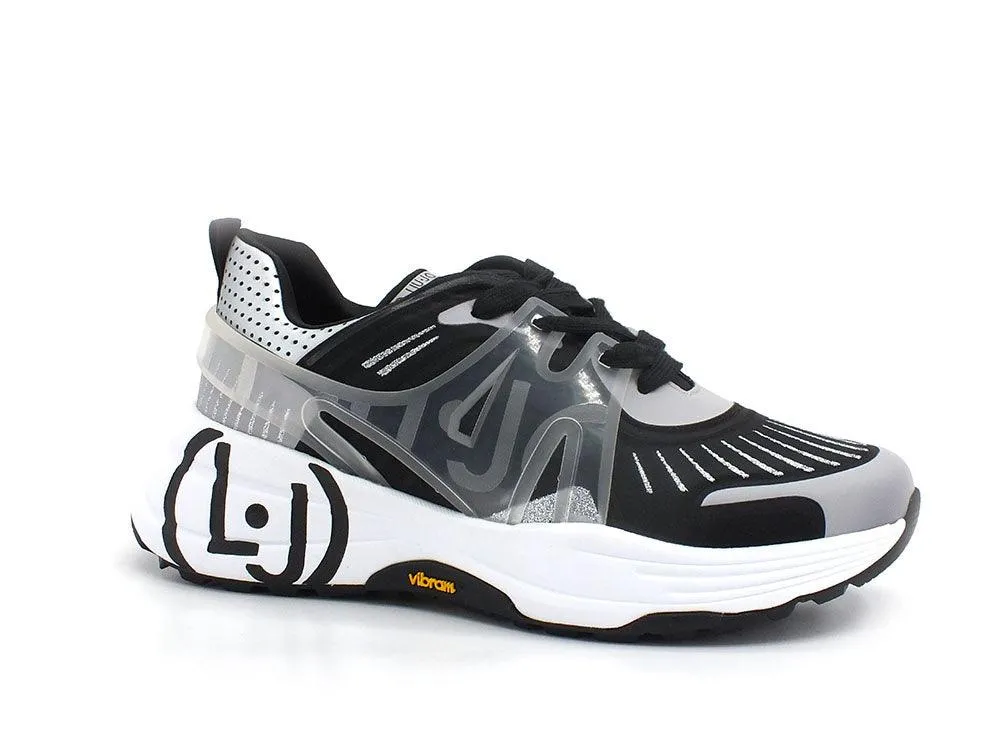 LIU JO 12:12 01 Sneaker Spreading Lycra White Black Silver BA2141EX018