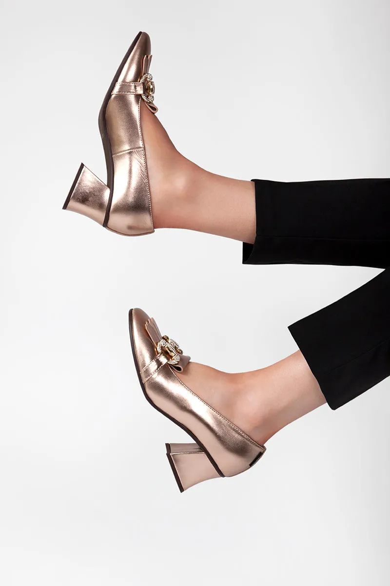 MARCO MOREO Gold  Heeled Loafer  JOANNA