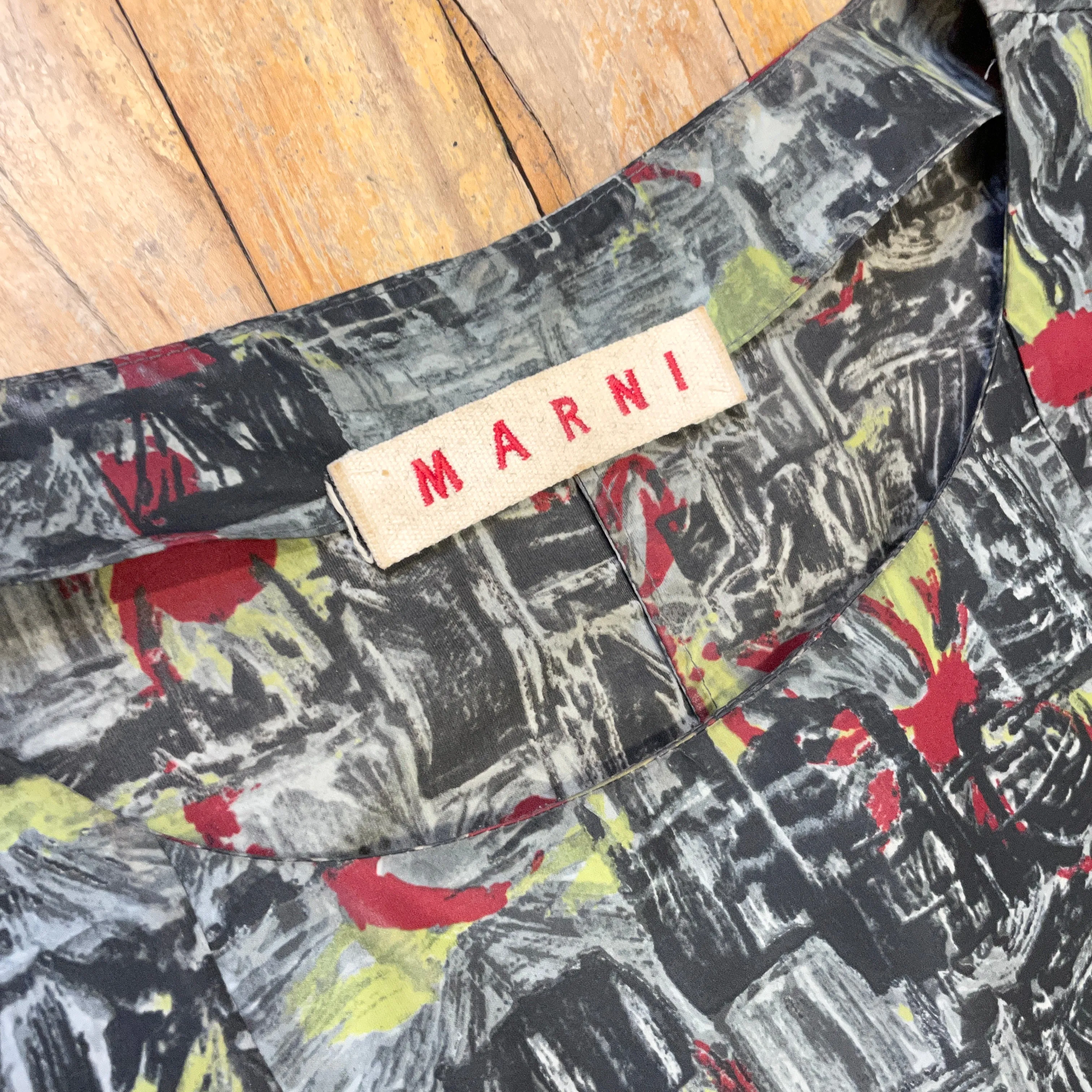 Marni Vintage Designer Cotton Printed Dress Made in Italy Size M