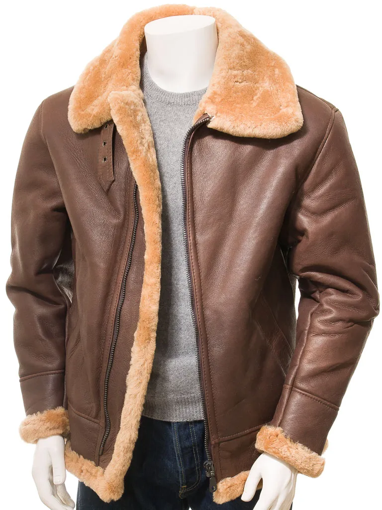 MEN'S ANTIQUE BROWN SHEEPSKIN JACKET