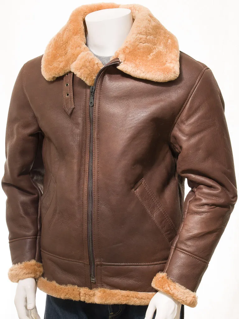 MEN'S ANTIQUE BROWN SHEEPSKIN JACKET