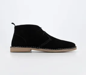 Mens Office Battuta Crepe Look Boots Black Suede