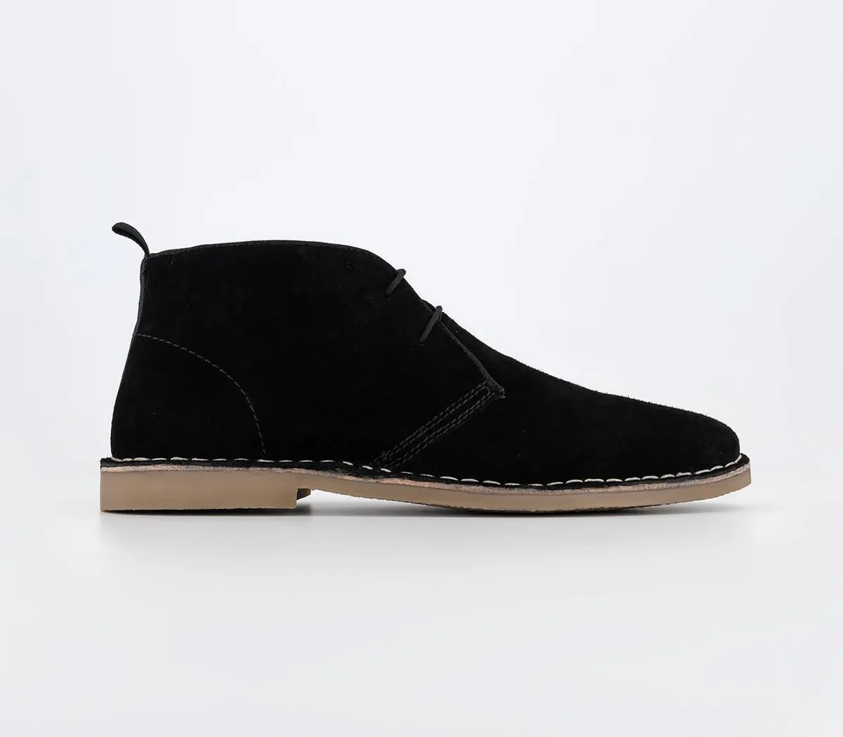 Mens Office Battuta Crepe Look Boots Black Suede