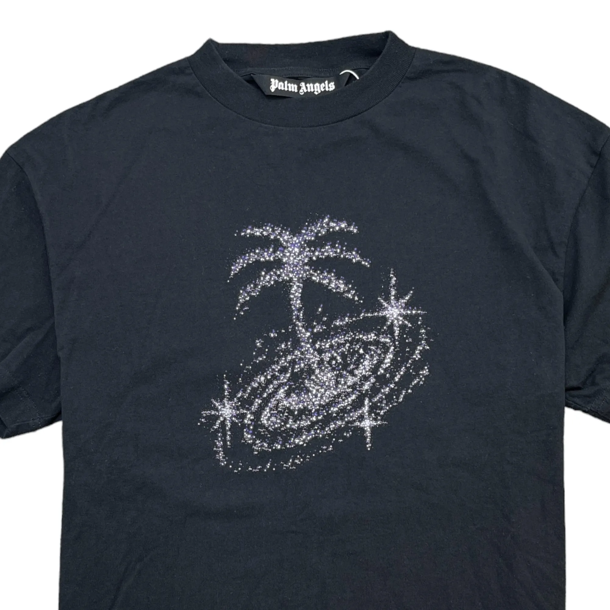 Men's Palm Tree Logo Print T-Shirt Black Size L