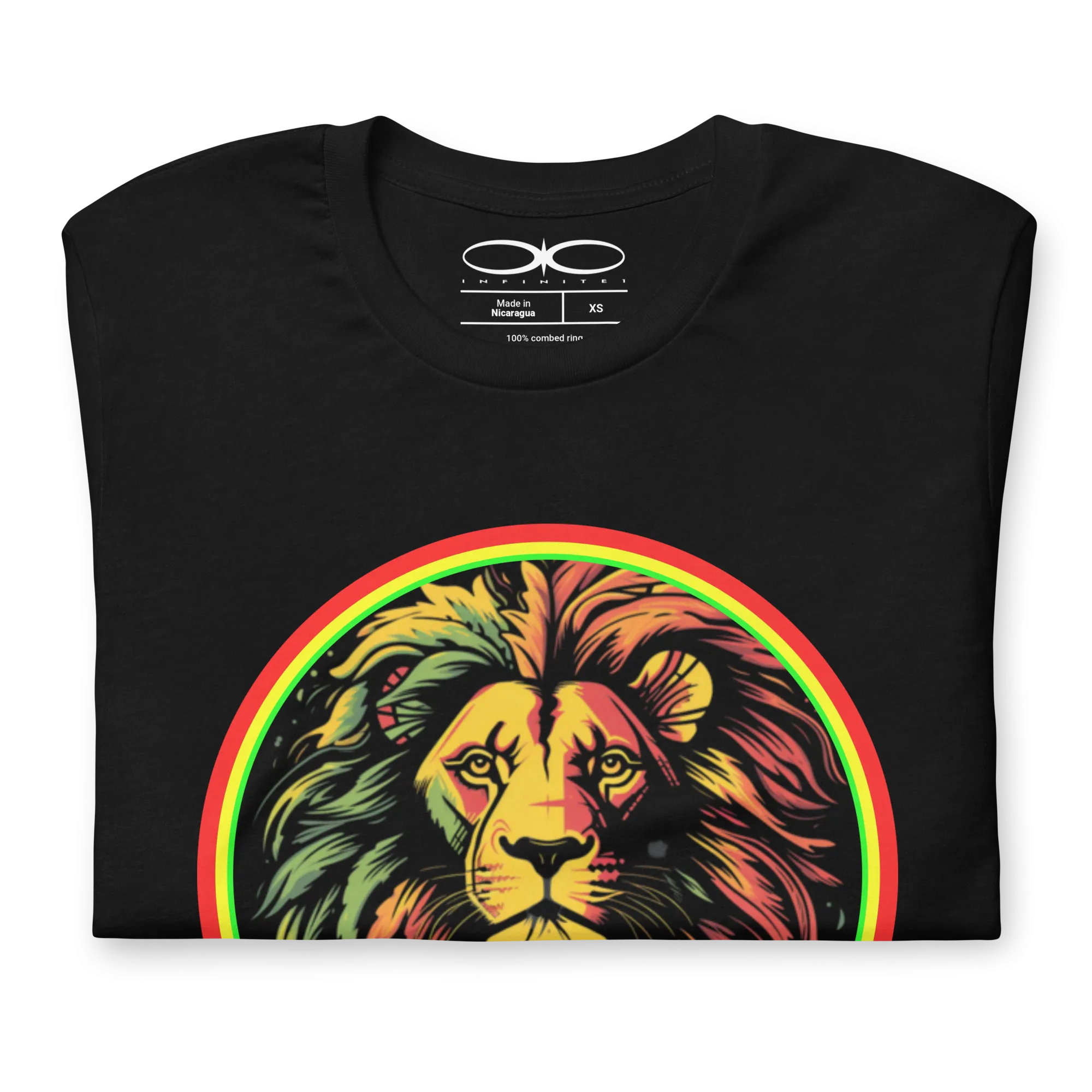 Men's Rasta Lion Theme Black Graphic T-Shirt