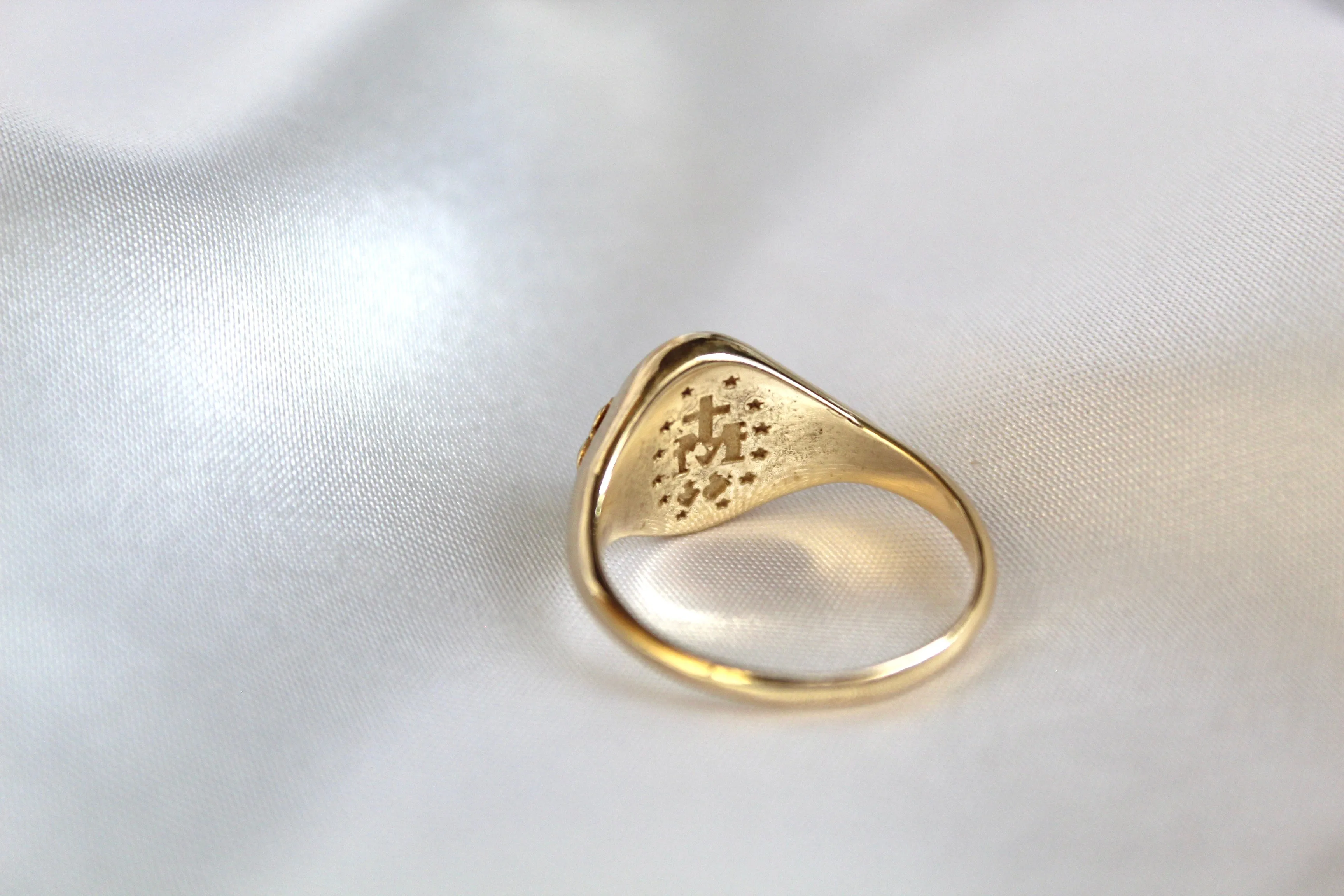 Miraculous Medal  Signet Ring in 14k Gold