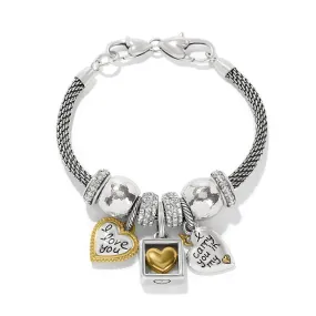 Mixed Metal Heart Charm Bracelet