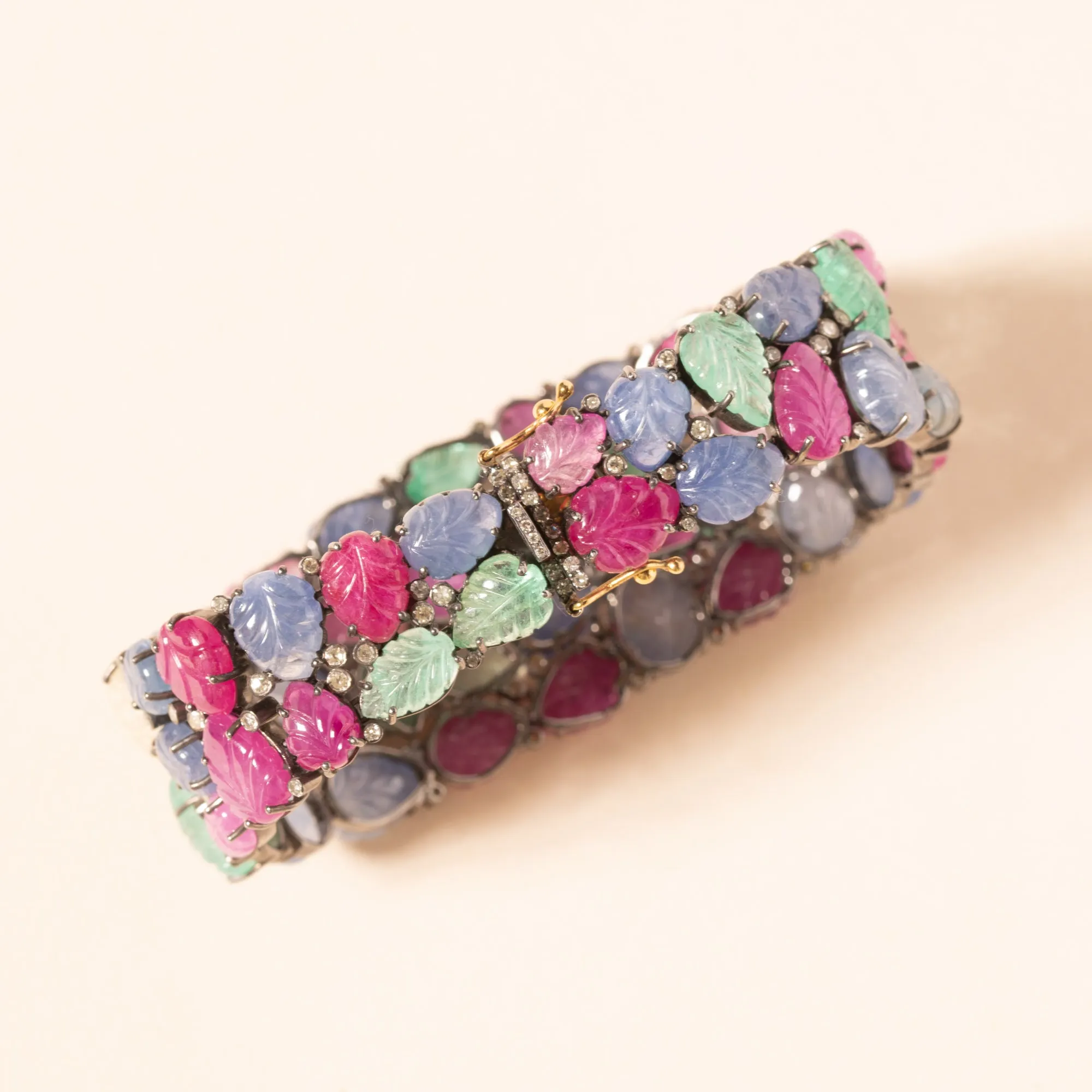 Multi Sapphire Wide Bracelet