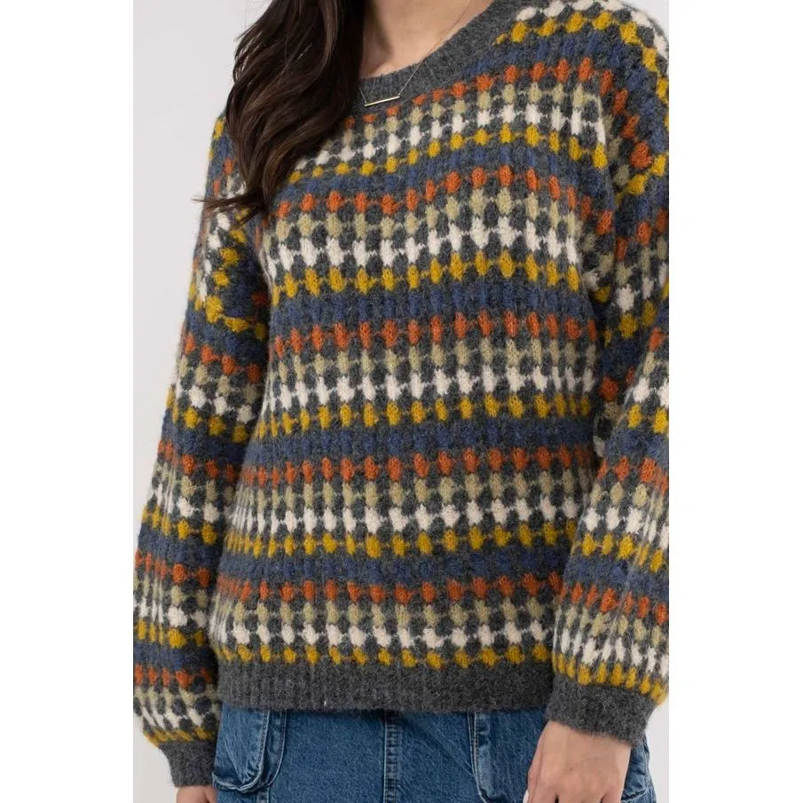 Multicolor Crew Knit Sweater Top